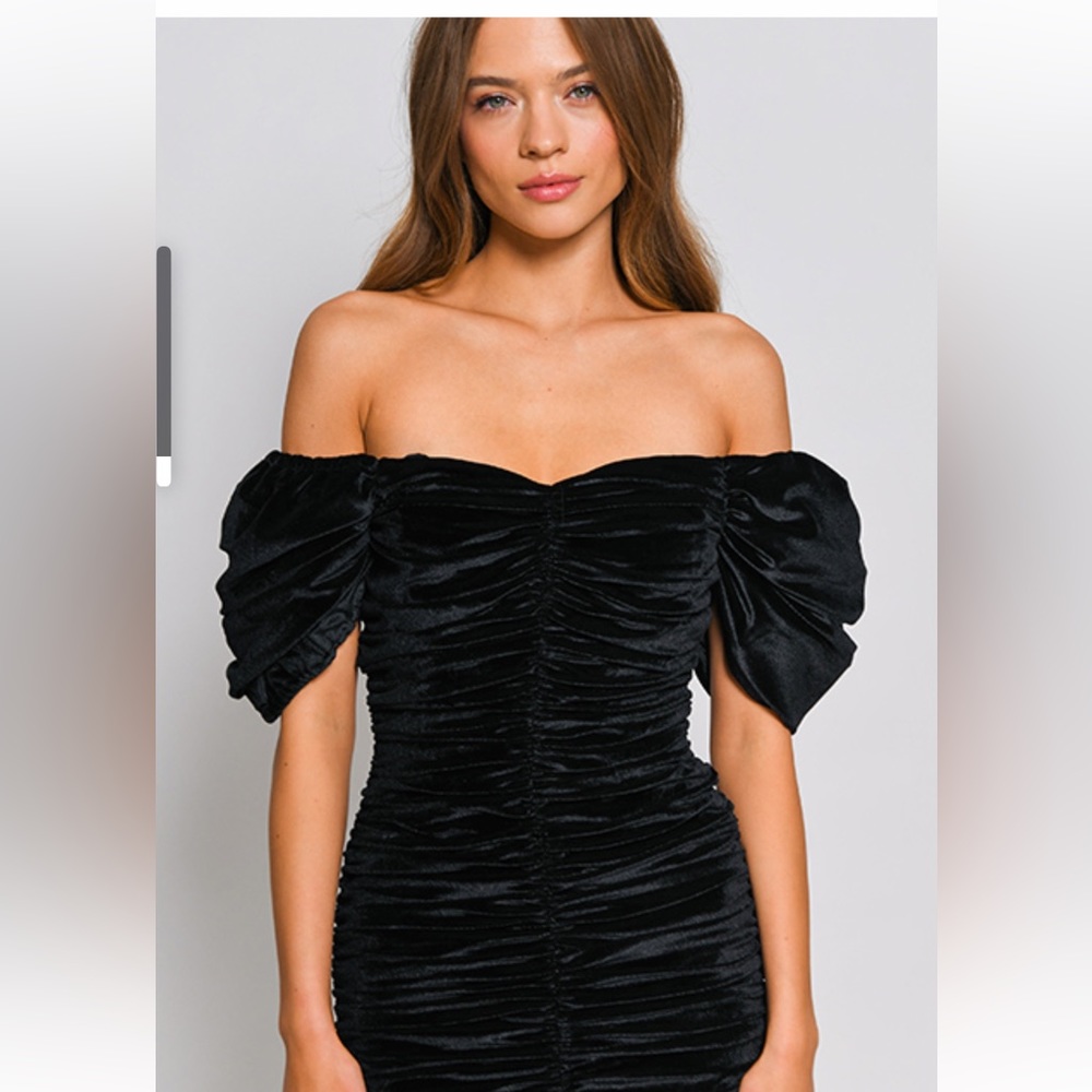 Hutch velvet ruched puff sleeve cocktail dress NWT - Picture 11 of 14